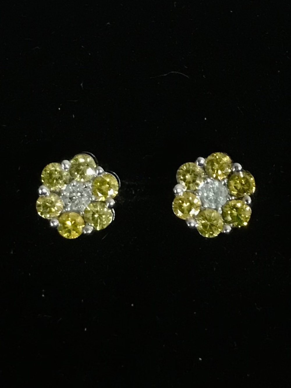 🌞Beautiful 14K Gold Yellow Flower Cz Post Earrings